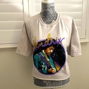 NWT Authentic Jimi Hendrix XL Women’s Short Sleeve Cropped Graphic T-Shirt Gray